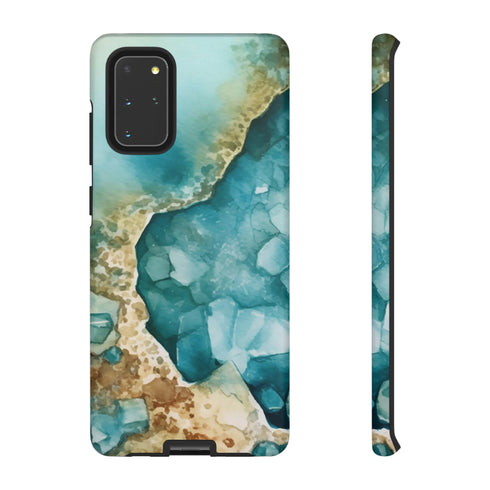 Aquamarine inspired Geode in Watercolor - Impact Resistant Phone Case Samsung Galaxy S20+ Matte